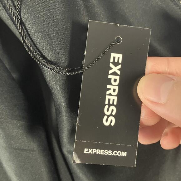 Express Skirt Womens Medium Blue Black White Plaid Houndstooth Pull On Career - Picture 14 of 16